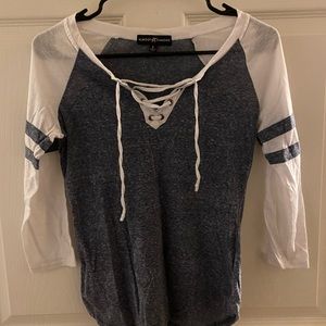 Almost Famous White & Navy Tee